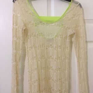 Cream and green lace top
